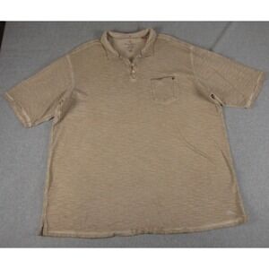 Tommy Bahama XLT Polo Shirt Men Tan Cotton Island‎ Crafted Textured Big & Tall